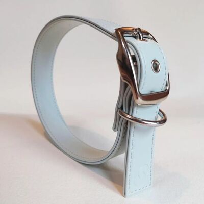 Blue Vegan Leather Dog Collar