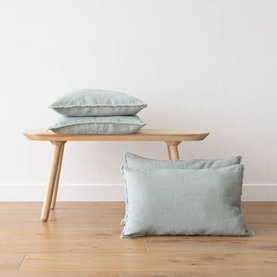 Linen Cushion Cover Sea Foam Terra Fringe