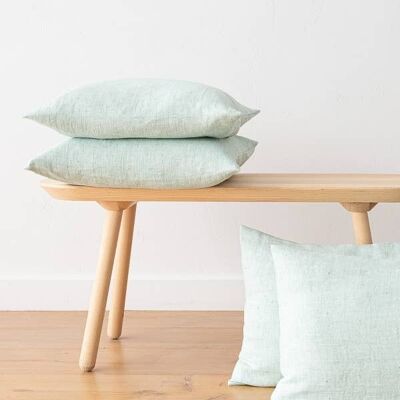 Linen Cushion Cover Mint Chevron