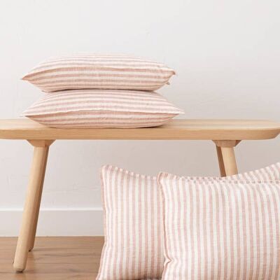 Linen Cushion Cover Rosa Ticking Stripe