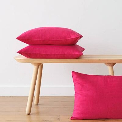Linen Cushion Cover Bright Pink Lara