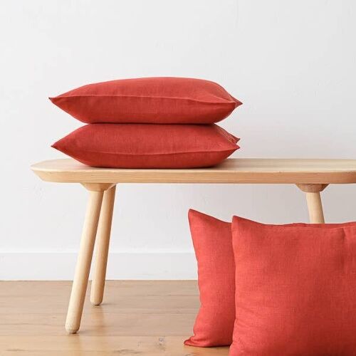 Contorno Small Linen Pillow Cover - Orange