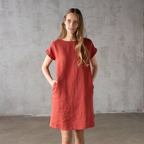 Linen Dress Brick Alice