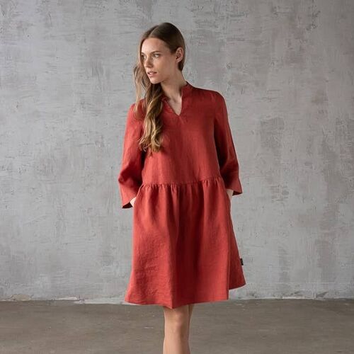 Linen Dress Brick Ella