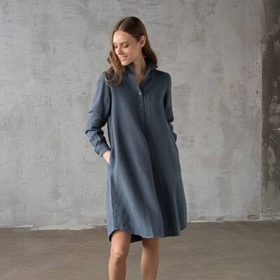 Linen Dress Terra Blue Camilla