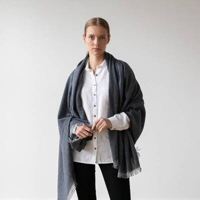 Linen Fabric Washed Steel Grey Waffle Big - LinenMe