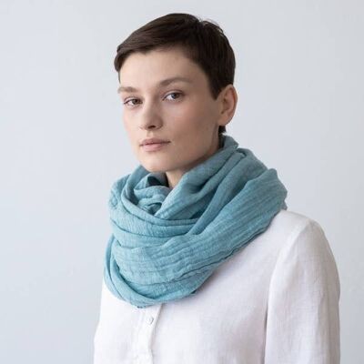 Linen Scarf Stone Blue Garza