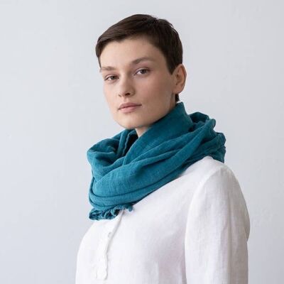 Linen Scarf Marine Blue Garza