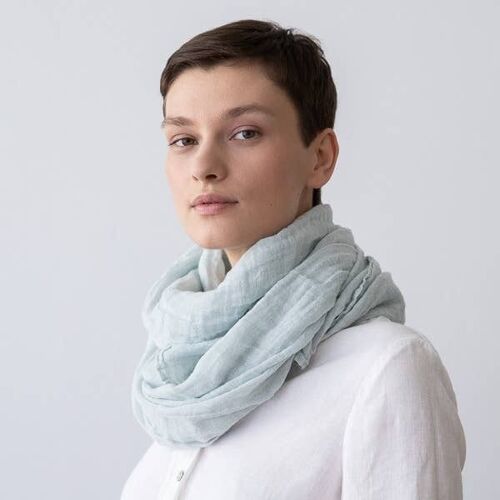 Linen Scarf Ice Blue Garza