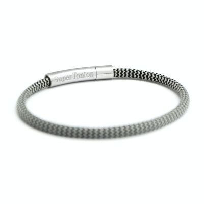 Black and gray cord bracelet - SUPER TONTON engraving