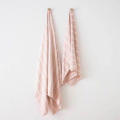 Linen Beach Towel Rosa Multistripe
