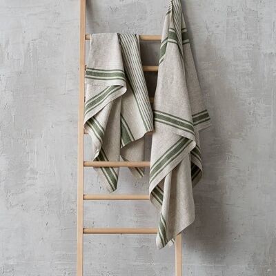 Linen Bath Towel Forest Green Provence