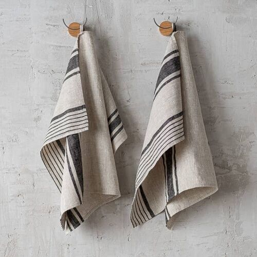 Linen Hand Towels Black Provence