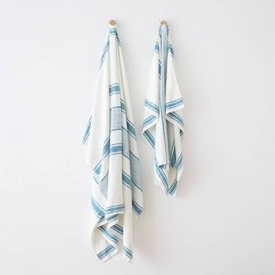 Linen Beach Towel Marine Blue Tuscany