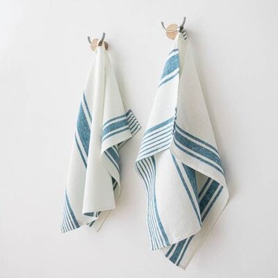 Linen Hand Towels Marine Blue Tuscany