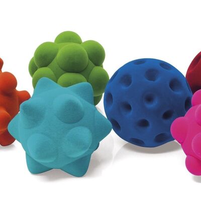 Rubbabu - Assortment of 6 sensory balls in display - Ø10cm