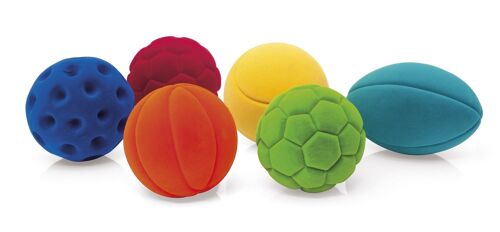 Rubbabu - Assortiment de 6 balles de sport en display - Ø10cm