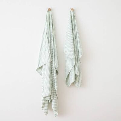 Linen Beach Towel Aqua Foam Brittany