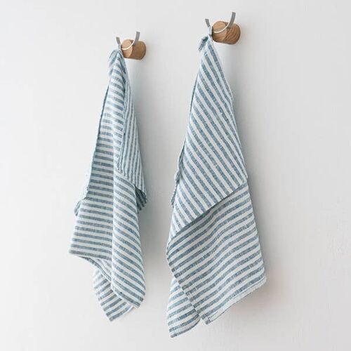 Linen Hand Towels Marine Blue Brittany