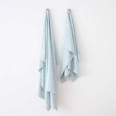 Linen Beach Towel Marine Blue Brittany