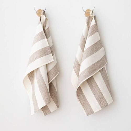 Linen Hand Towels Off White Grey Philippe
