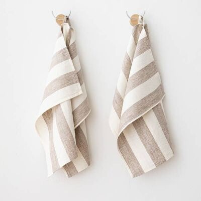 Linen Hand Towels Off White Grey Philippe