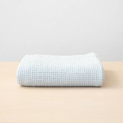 Linen Bath Towel Ice Blue Washed Waffle Big