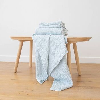 Drap de bain en lin Ice Blue Washed Waffle Big 4