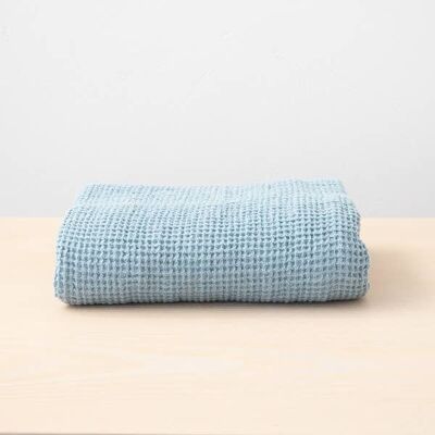 Linen Bath Towel Stone Blue Washed Waffle Big