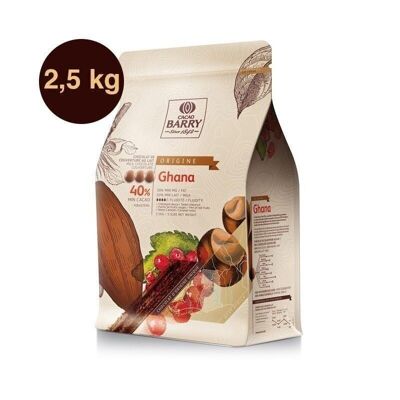 CACAO BARRY - MILCHDECKSCHOKOLADE - HERKUNFT GHANA 40% KAKAO - 2,5 KG - PISTOLEN