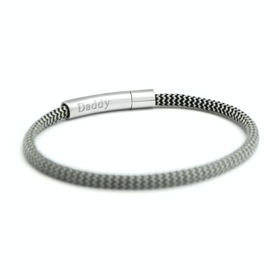 Bracelet cordon noir et gris - gravure DADDY