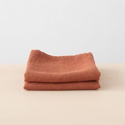 Linen Hand Towels Brick Washed Waffle 