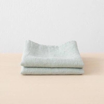 Linen Hand Towels Sea Foam Washed Waffle 