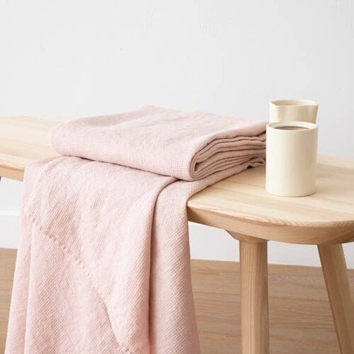 Linen Bath Towel Rosa Washed Waffle 