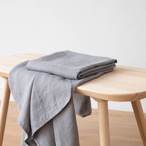 Linen Bath Towel Graphite Washed Waffle 