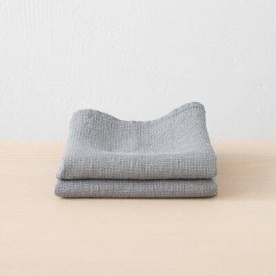 Linen Hand Towels Graphite Washed Waffle 