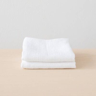 Linen Hand Towels Optical White Washed Waffle 