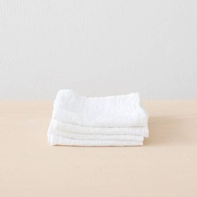 Linen Wash Cloths Optical White Washed Waffle 