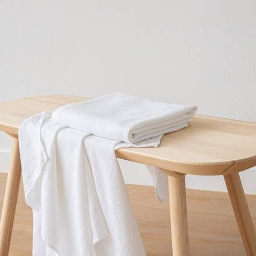 Linen Bath Towel Optical White Washed Waffle 