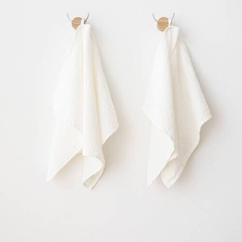 Linen Hand Towels Off White Wafer