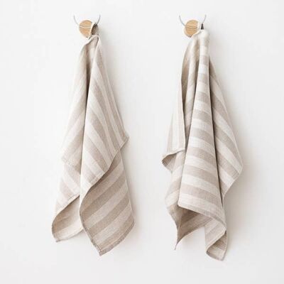 Linen Hand Towels Natural Striped Lucas