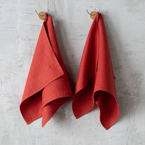 Linen Hand Towels Orange Lara