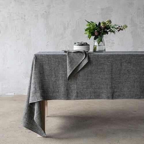 Linen Tablecloth Black Chevron