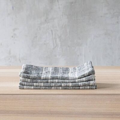 Linen Napkin Black Natural Multistripe