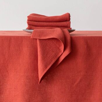 Serviette de table en lin Orange Lara 1