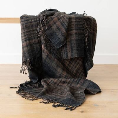 Linen Throw Black Square Paolo