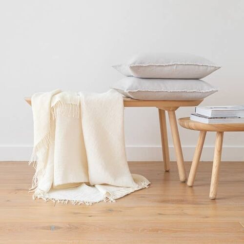 Linen Throw Ivory Sofia