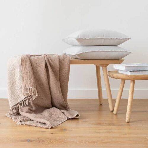 Linen Throw Beige Marcus