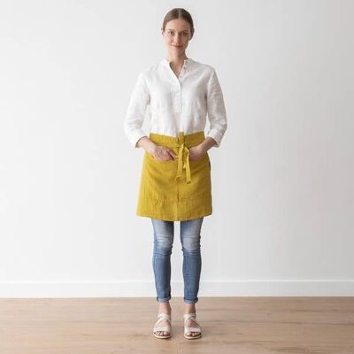 Linen Café Apron Citrine Stone Washed