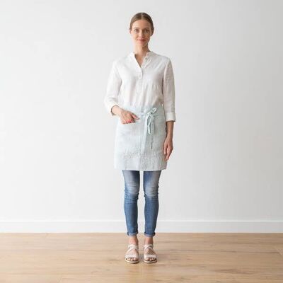 Linen Café Apron Ice Blue Stone Washed